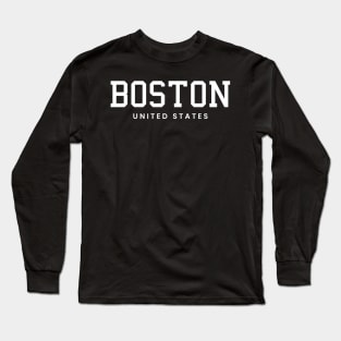 Boston Massachusetts United States Vintage Minimalist Boston Massachusetts State Name Sport Design Tees Long Sleeve T-Shirt